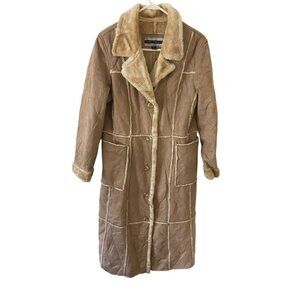 Big Chill Shearling Women's Leather Patchwork Penny Lane Full Length Coat - Larg